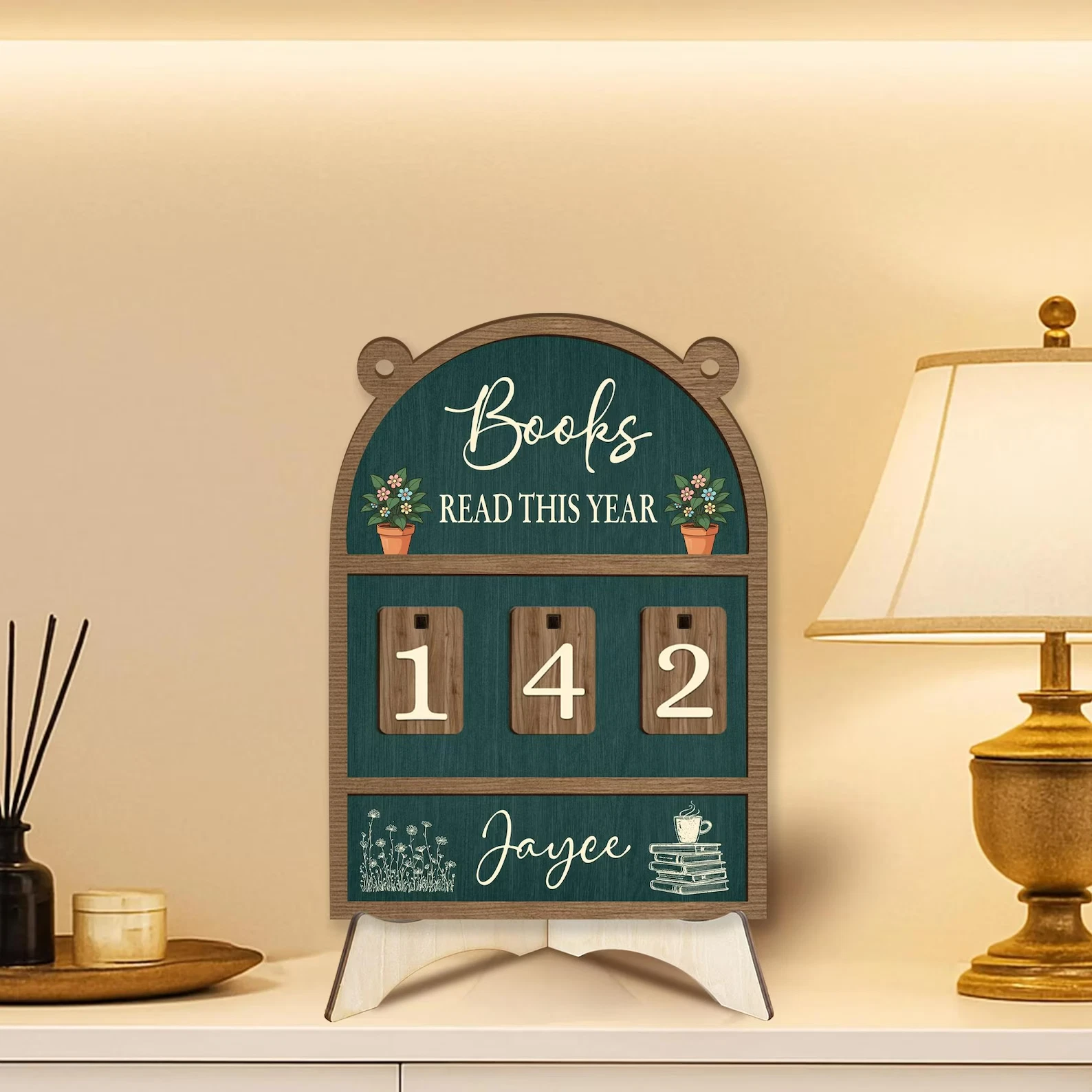 Personalized Books Read This Year Tracker, Wooden Reading Tracker Sign
