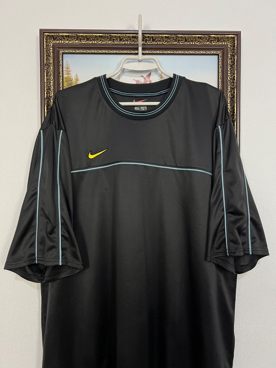 Vintage 90's Nike Football Template Shirt Black Soccer Mens Jersey