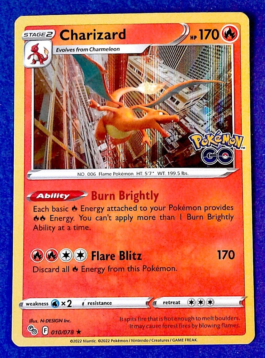 pokemon go charizard card worth 2022 POKEMON GO CHARIZARD #010/078 HOLO MINT N/P (C)