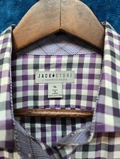 Jack Stone Plaid Thomas Dean Shirt Mens XLarge XL Casual Button Up Purple Long