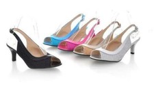 Women Summer Slingbacks Sandal Shoes Peep Toe Kitten Heel Buckle Pumps All Size
