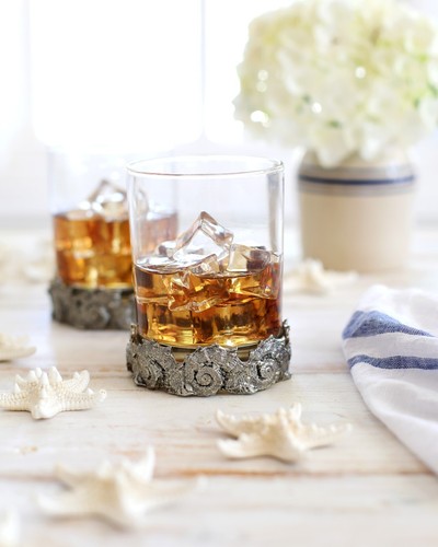 New VAGABOND HOUSE PEWTER Nautilus Double Old Fashioned Bar Glass - Picture 2 of 5