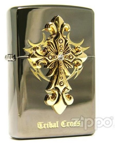 Zippo Windproof Tribal Cross Lighter, Free Shipping, 6 Flints Free, New in Box - Picture 4 of 22