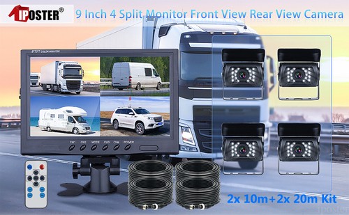 9'' Screen Monitor 4x Backup Rear View Camera 4 PIN 12-24V For Truck RV Trailer - Picture 3 of 12