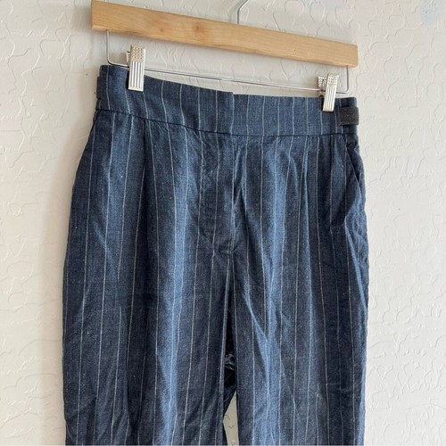 BRUNELLO CUCINELLI mid grey pinstripe linen/wool pants US Size 6 - Picture 2 of 7