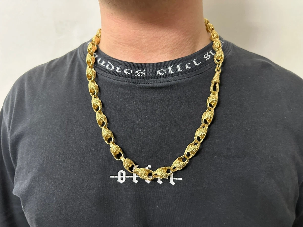 Heavy 9ct Gold Plated On Silver Gents Tulip Chain