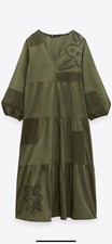 100 Authentic ZARA Embroidered Poplin Midi Dress Size: XS