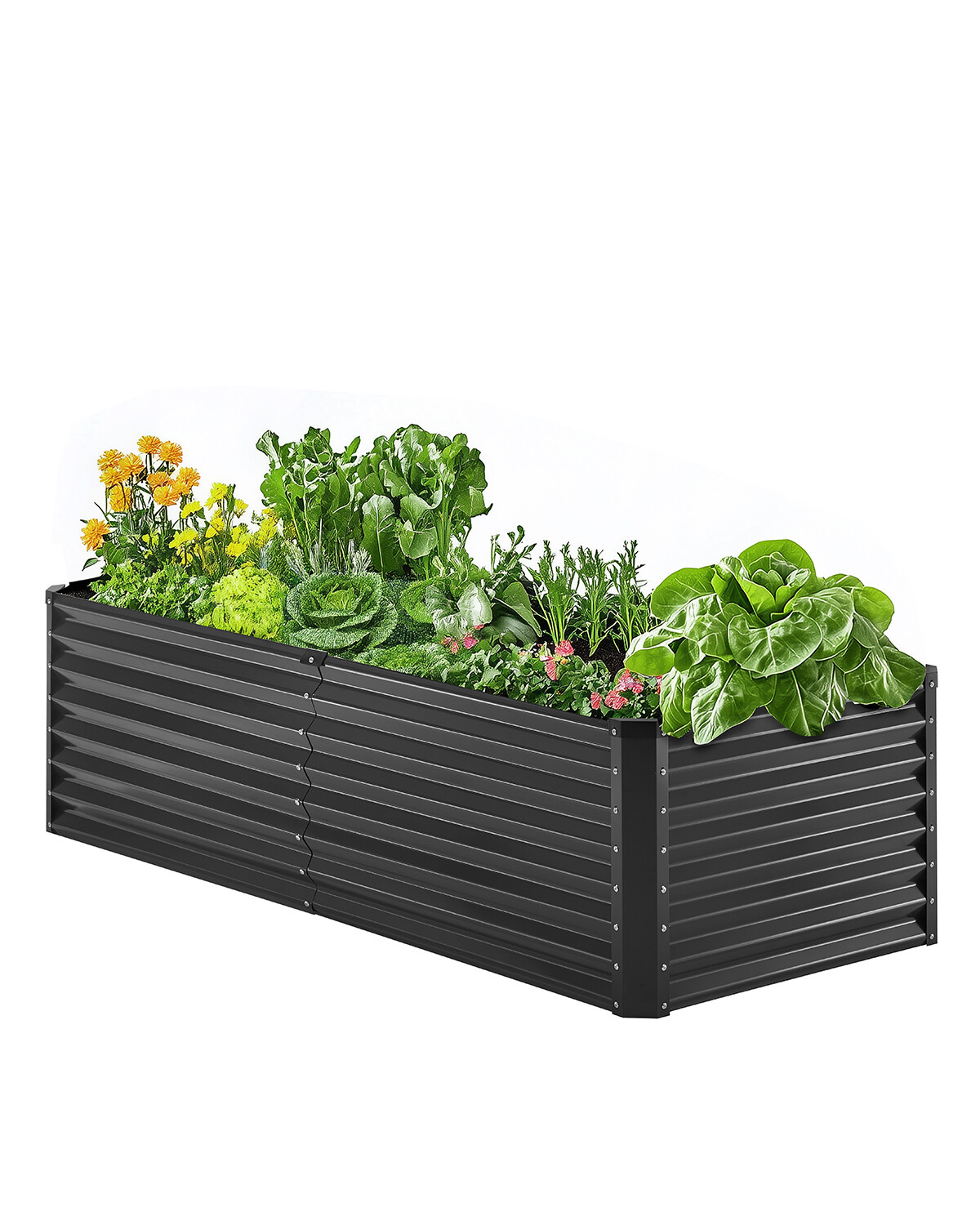 Carré potager en métal gris anthracite 180x90x60 cm pour grand jardin VEVOR