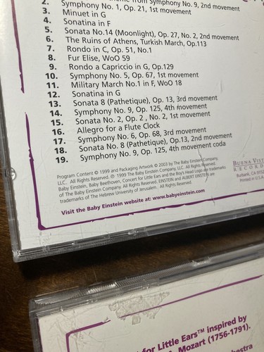 Baby Einstein CD Lot: Baby Beethoven & Baby Mozart Set 2002 OOP Buena Vista Recs - Picture 5 of 8
