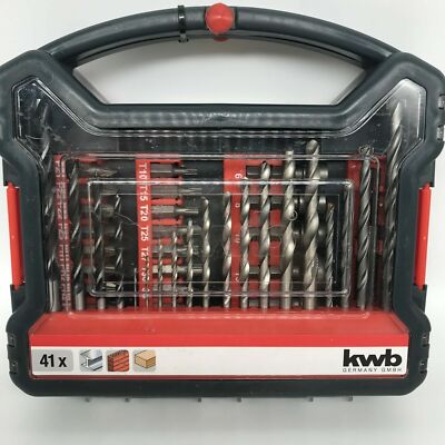 KWB 41 Pc Driver Drill Bit Box Set Phillips Pozi Torx Flat Hex HSS HM CV 1-8mm