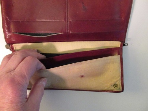 MANO Burgundy handmade/Germany Leather Travel Wallet preEuro 4 zippers currency - Picture 7 of 10