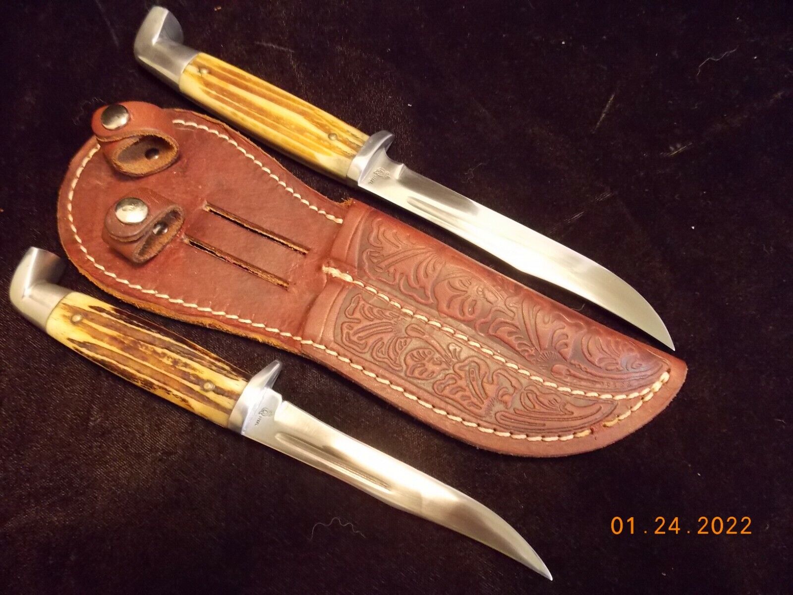 1958-60 QUEEN STEEL Set of Hunting Knives D2 Tool Steel Razor sharp