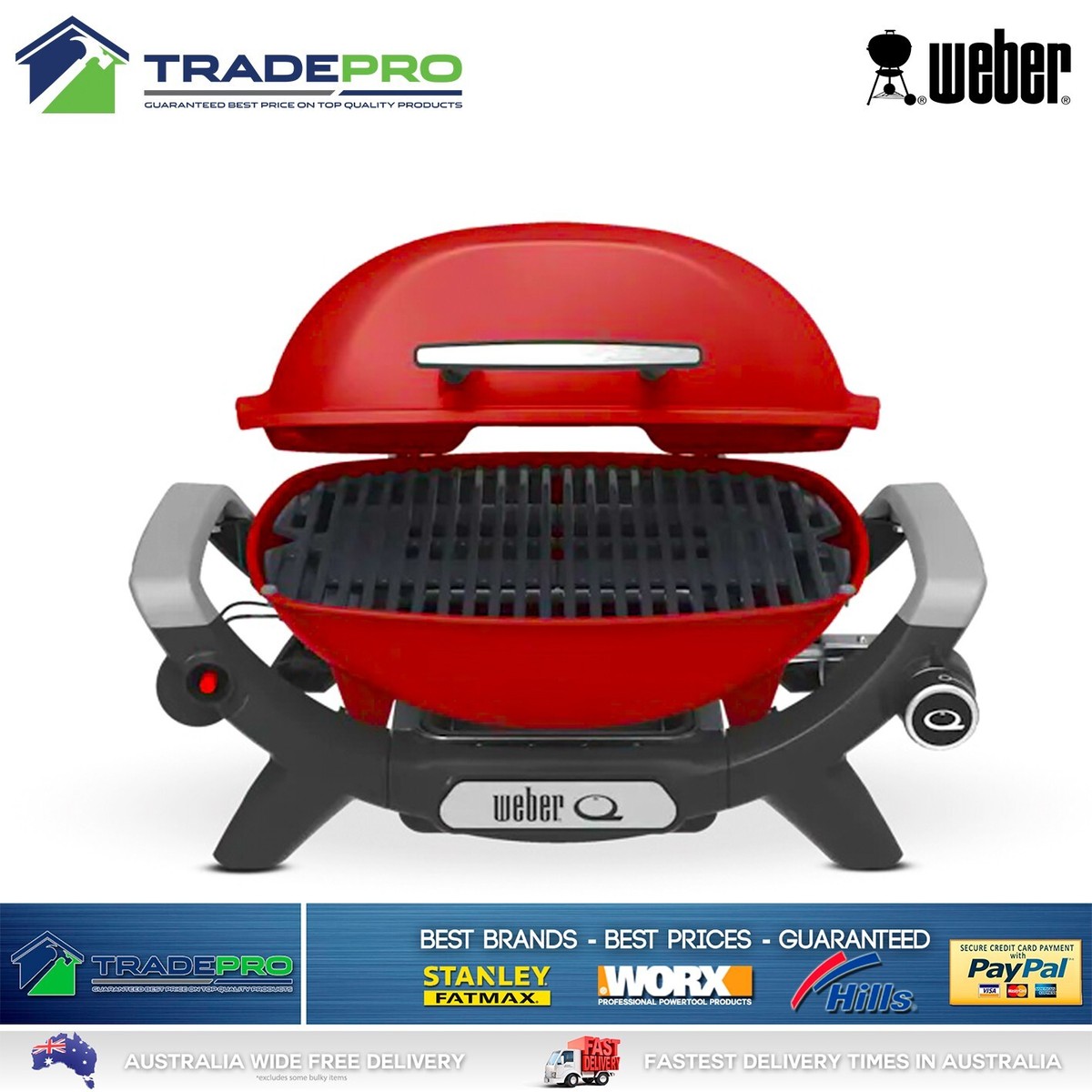 BBQ Weber Q1000 Portable Gas Barbecue Grill Stainless Steel Burner