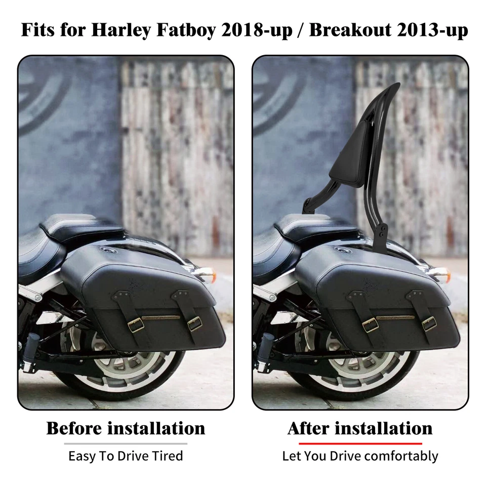 Detachable Sissy Bar Passenger Backrest W/ Pad Fit For Harley Fat Boy Breakout Foto 3 de 4
