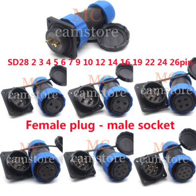 SD28 2-26 pin Panel Mount Waterproof Power Wire Connector,Aviation Plug Socket