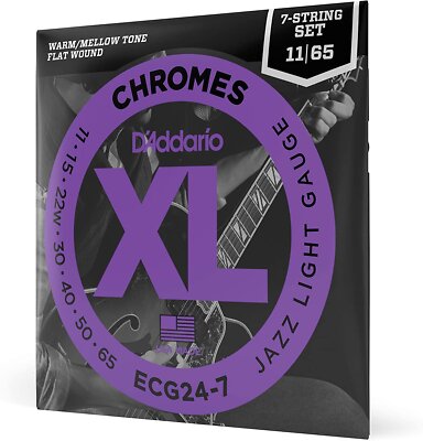 D'Addario 11-65 Jazz Light 7-String, XL Chromes Electric Guitar Strings