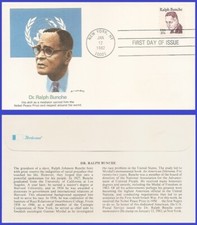 USA6 #1860 U/A FLEETWOOD FDC   Ralph Bunche