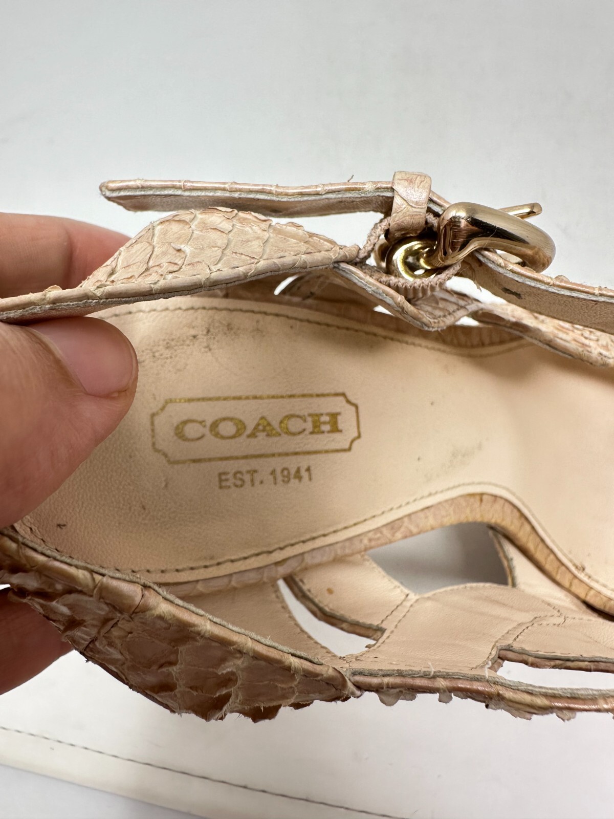 COACH TAMARA Printed Python Natural Strappy Sanda… - image 12