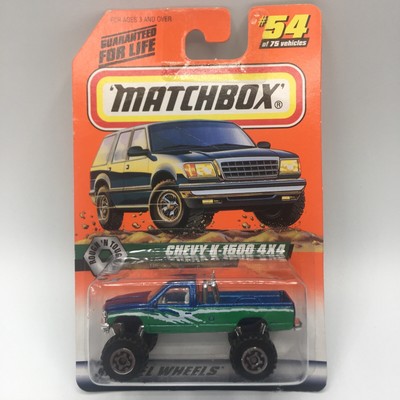 Matchbox CHEVY K-1500 4x4 Die-Cast Truck - Yellow/Red Rough 'N Tough Series (1998, #54 Of 75) - View #7
