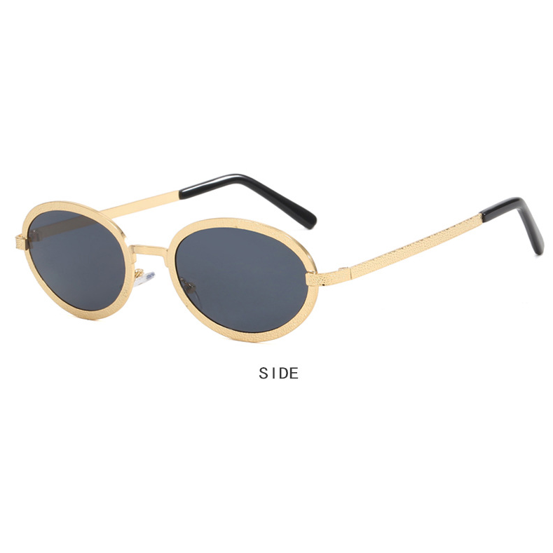 Metal Frame Oval Sunglasses with UV Protection Coating Unisex Metal Oval Sunglasses | UNIQLO US main image 3