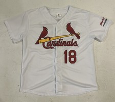 MLB Baseball St. Louis Cardinals Button Up Jersey #18 Martinez White Youth XL