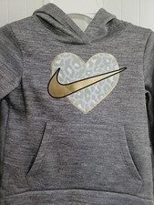 Girls Kids Nike Pullover Hoodie NEW Long Sleeve Gray Heart Size 6X