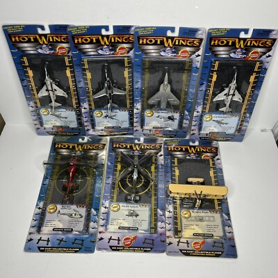 Hot Wings Panes Lot of 7 Die Cast Wright Flyer AH-64 Apache F4-Phantom Jets NOS