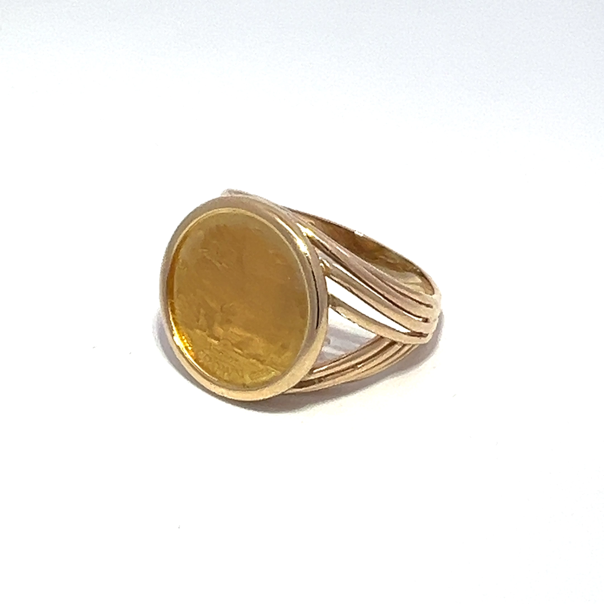 ルンルン！　18Kイエローゴールド 14k Yellow Gold 1989 Queen Elizabeth 1/25oz Cat Coin Ring Size 4.5