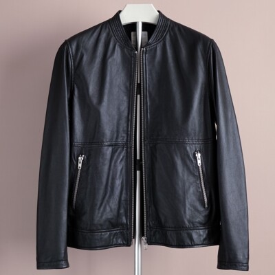 RRP $450 Minimum Denmark size L leather bomber RARE men's jacket