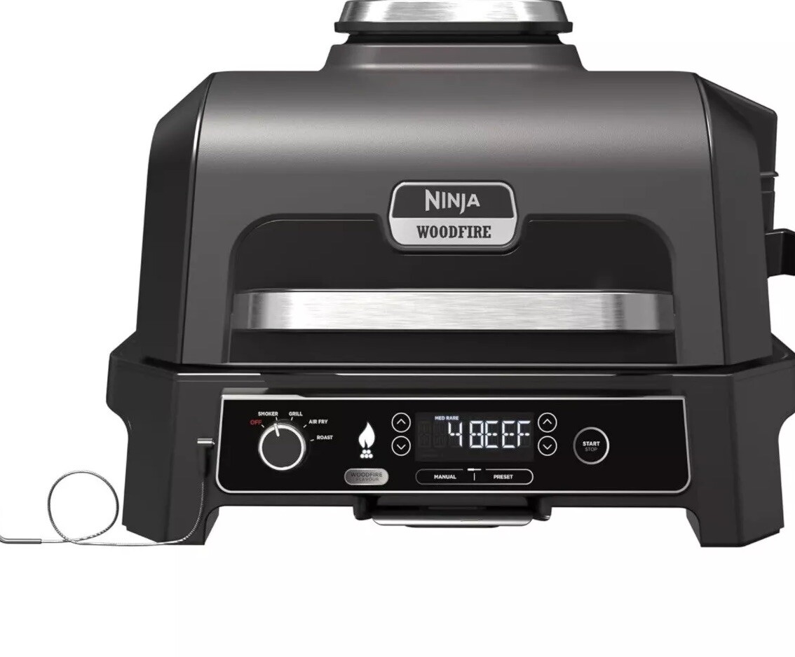 Parrilla y ahumador eléctrico para barbacoa al aire libre Ninja Woodfire Pro XL [OG850UK]