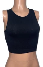 Nwts black seamless crop top M Stretchy Work Out Everyday Top Lounge Wear