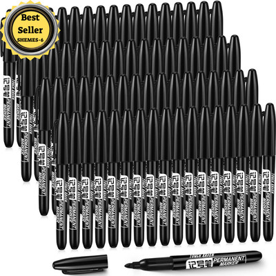 Thenshop 100 Pack Permanent Markers Bulk Black Permanent Marker Set Fine Poin...