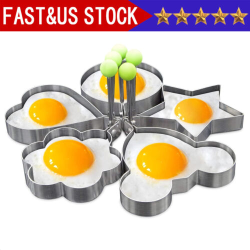 5Pcs Fried Egg Non Stick Stainless Steel Pancake Ring Mold Cooking Kitchen Tools