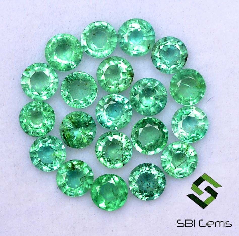 CTS Natural Emerald Round Cut mm Lot 20 Pcs Calibrated