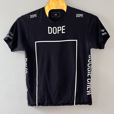 DOPE Crewneck T-Shirt Mens XL Black Grapic White Text Graphic Print Streetwear