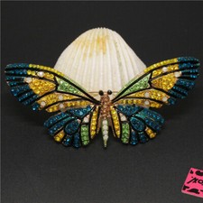New Holiday gifts Multicolor Shiny Crystal Enamel Butterfly Charm Brooch Pin