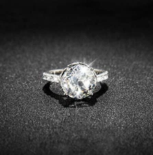 6.5CTTW Radiant Cut Solitaire Ring, VVS1, D Color, Sterling Silver, SONA20