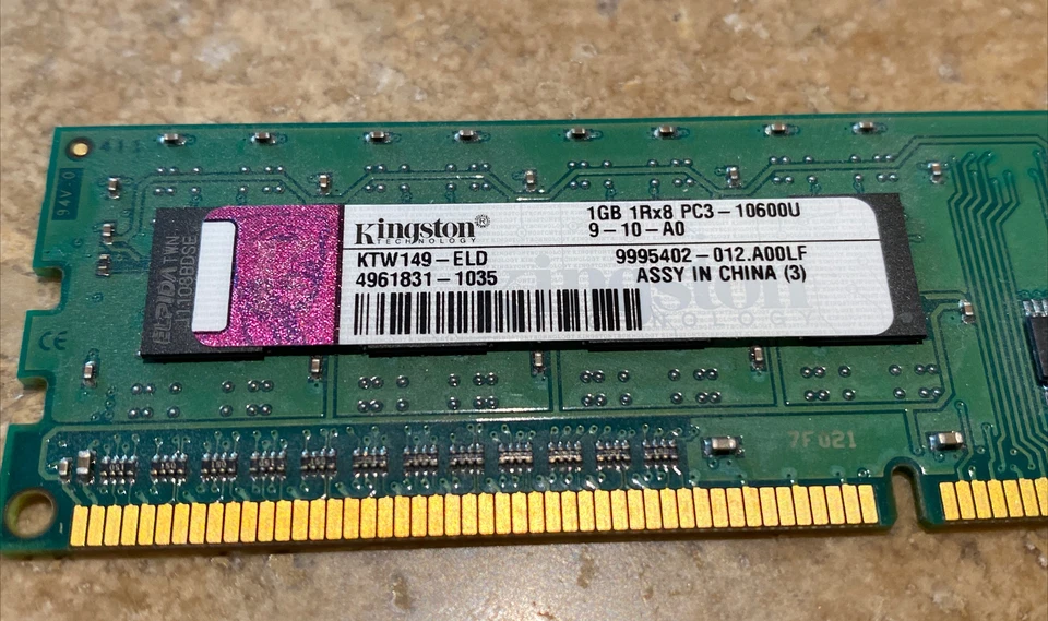 Kingston KTW149-ELD 1GB PC3-10600U DDR3-1333Mhz Ram Memory - Image 2 of 3