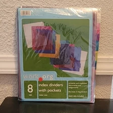 Work. Org Index Dividers With Pockets Letter Size 8 Tabs