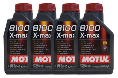 Motul 8100 X-max 0W-40 Fiat 9.5535-Z2 MB-229.5 VW 50200 50500 4x1 Liter Motoröl