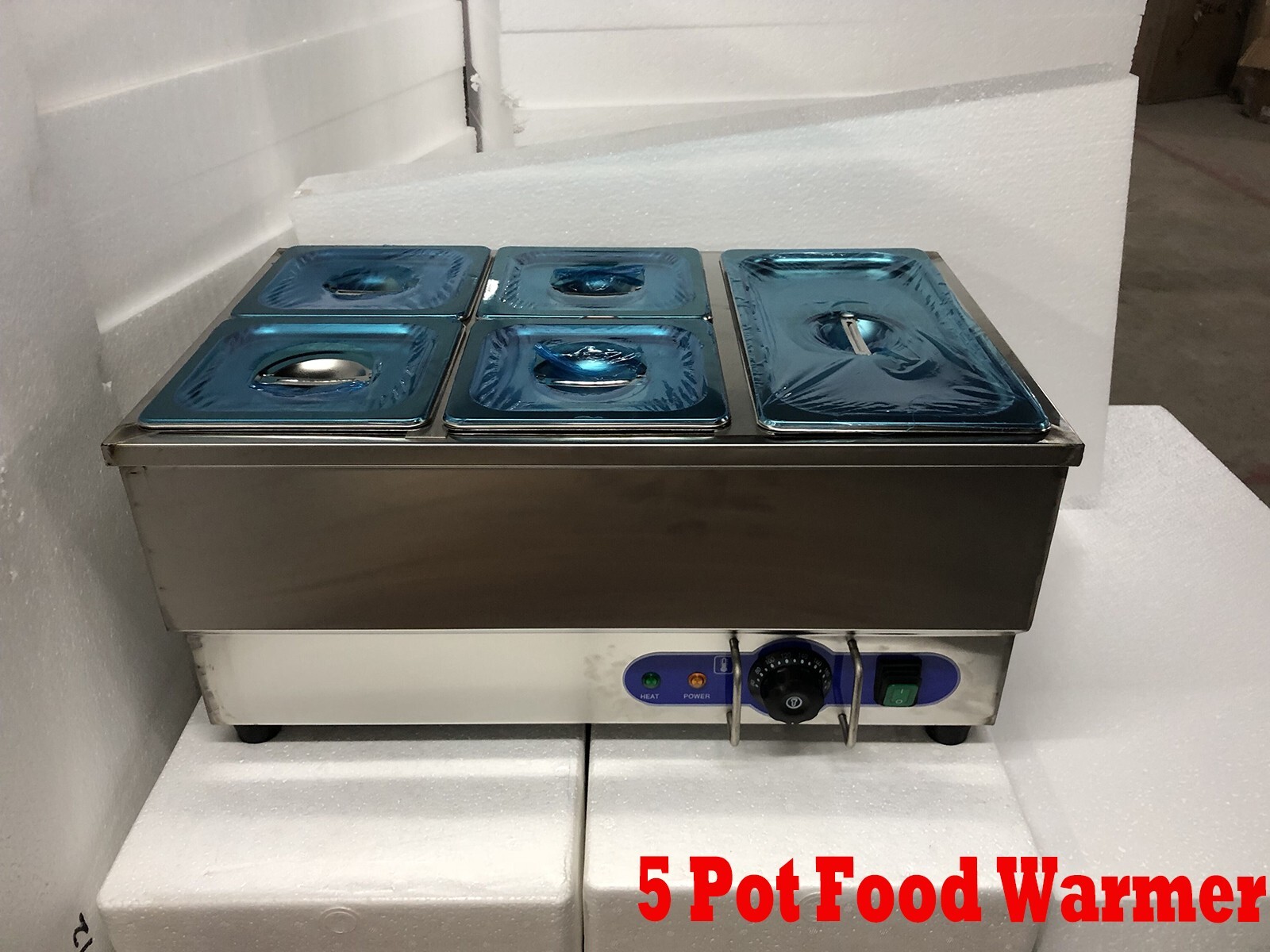 5 Pot 6''Deep Stainless Food Warmer Commercial Steamer 1/6&1/3 Pan 110V 1.5KW