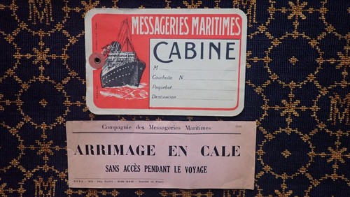 COMPAGNIE DES MESSAGERIES MARITIMES~2 ÉTIQUETTTES/LABELS~CABINE+ARRIMAGE EN CALE - Picture 7 of 7