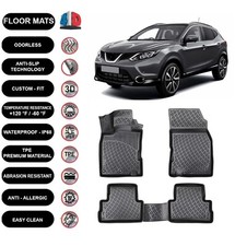 Floor Mats Liner Fits Nissan Qashqai 2014-2021 Waterproof 4d Molded Black 4pcs