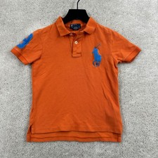 Polo Ralph Lauren Shirt Kids Size 5 Orange Short Sleeve Big Pony 3 Polo Pique