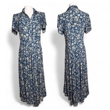 CHAPS Womens Midi Floral Dress Size S Blue Flutter Sleeve Cottagecore Fairy