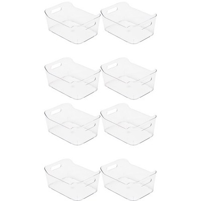 8 PCS Desk Office Supplies Organizer Clear Plastic Storage Box 8.85x6x4 In