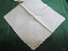 RARE MADEIRA  LINEN (7)  NAPKINS WITH SHAMROCK APPLIED ON ORGANDY SCALLOPED EDGE — photo 2