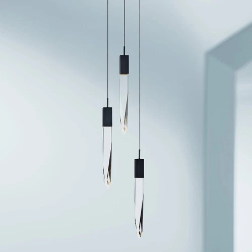 ET2 Quartz 13" Wide Black 3-Light LED Pendant - Picture 1 of 4