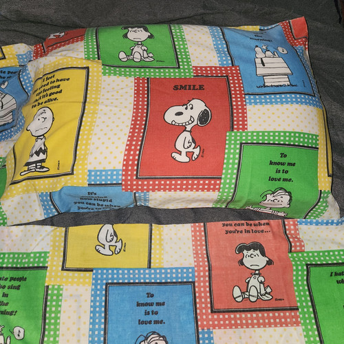 1970’s Snoopy Peanuts Schultz Charlie Brown Woodstock Pillowcases Set Of 2 - Picture 1 of 9