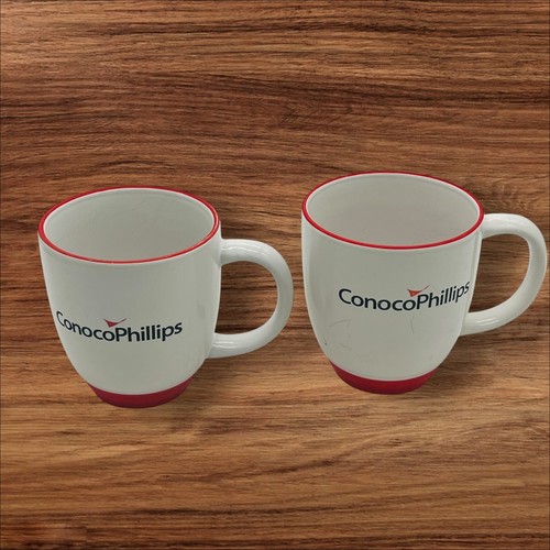 Conoco Phillips 2 Vintage Conoco Phillips Red White Large Coffee Mugs Cups - Picture 4 of 8